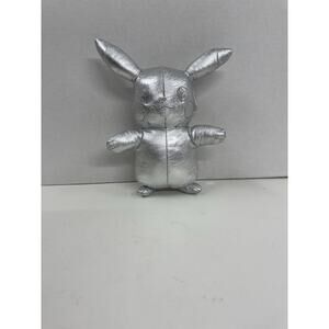 Pokemon Pikachu 25th Anniversary Celebration 8"Silver Metallic Metal Plush Doll